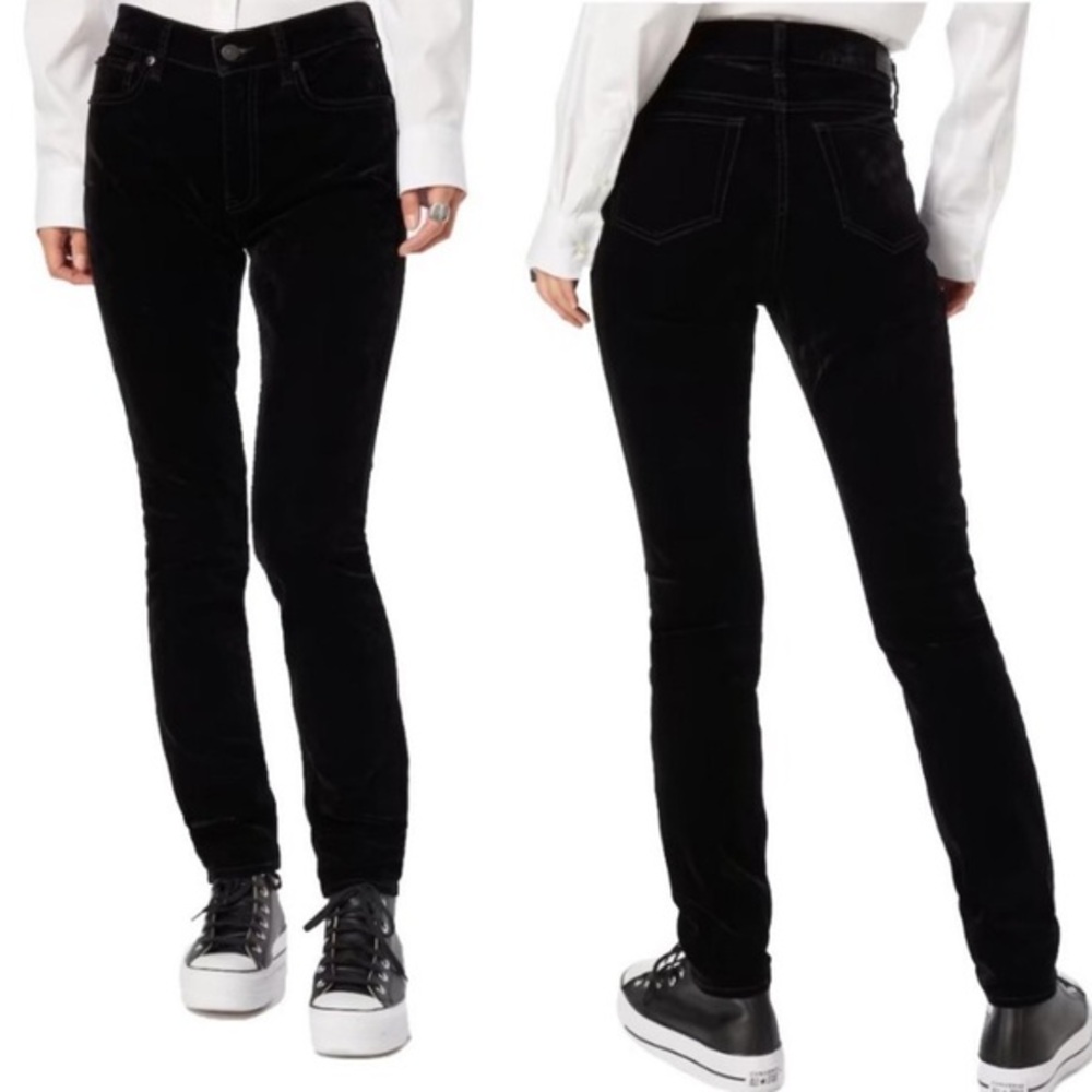 Polo Ralph Lauren Tompkins Mid Rise Skinny Velvet Jeans Black 27